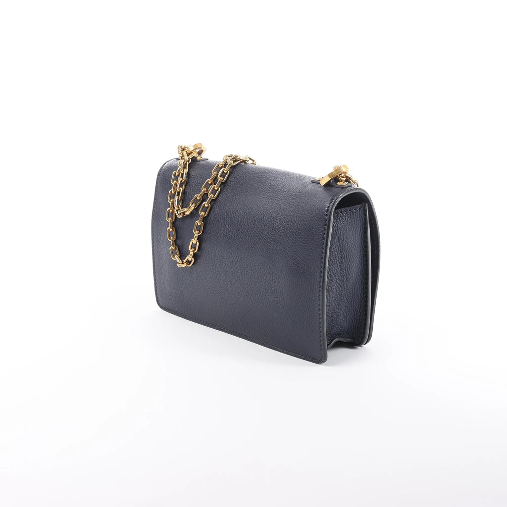 Dior J'Adior Grained Leather Chain Crossbody Bag in Navy Blue