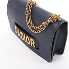 Dior J'Adior Grained Leather Chain Crossbody Bag in Navy Blue