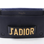 Dior J'Adior Grained Leather Chain Crossbody Bag in Navy Blue