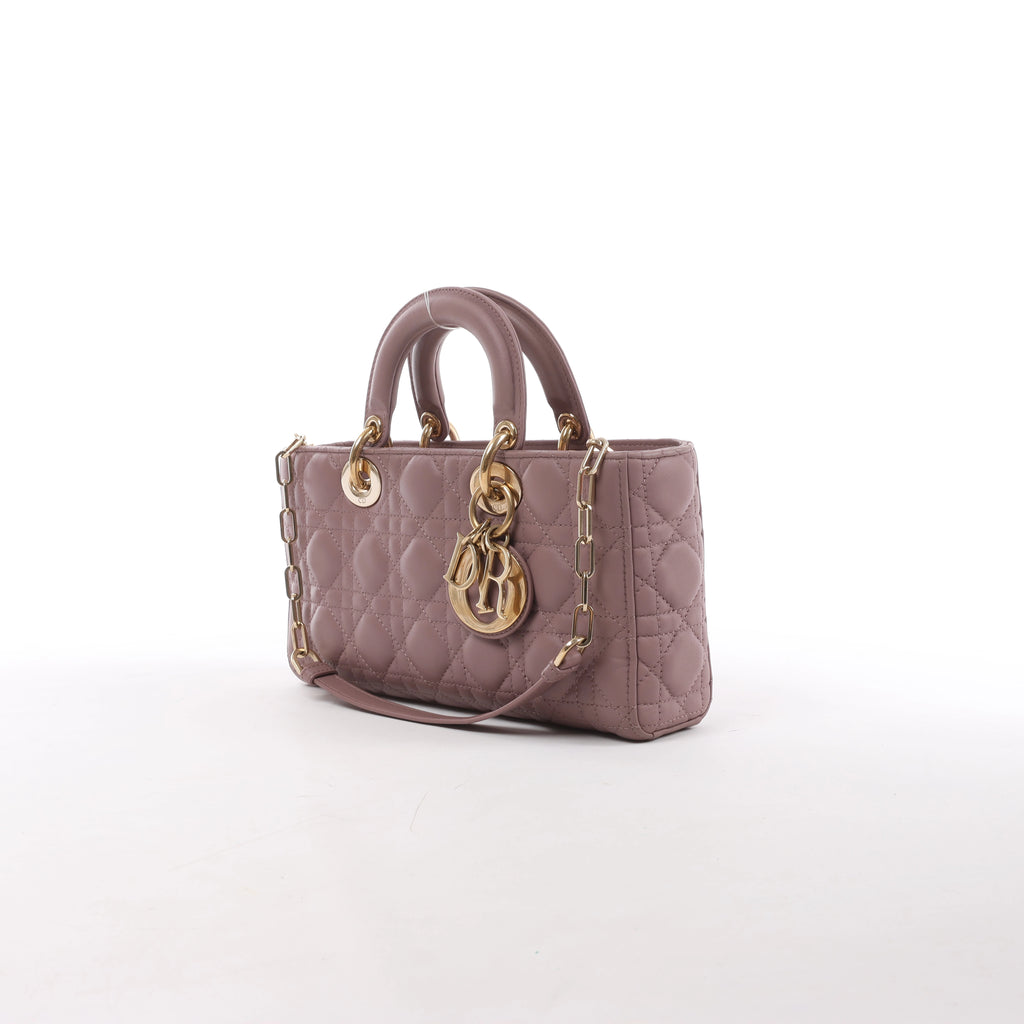 Dior Lady D-Joy Leather 2Way Handbag in Pink