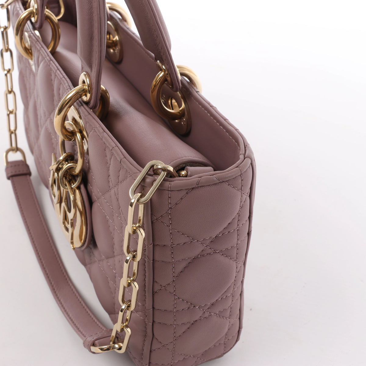 Dior Lady D-Joy Leather 2Way Handbag in Pink