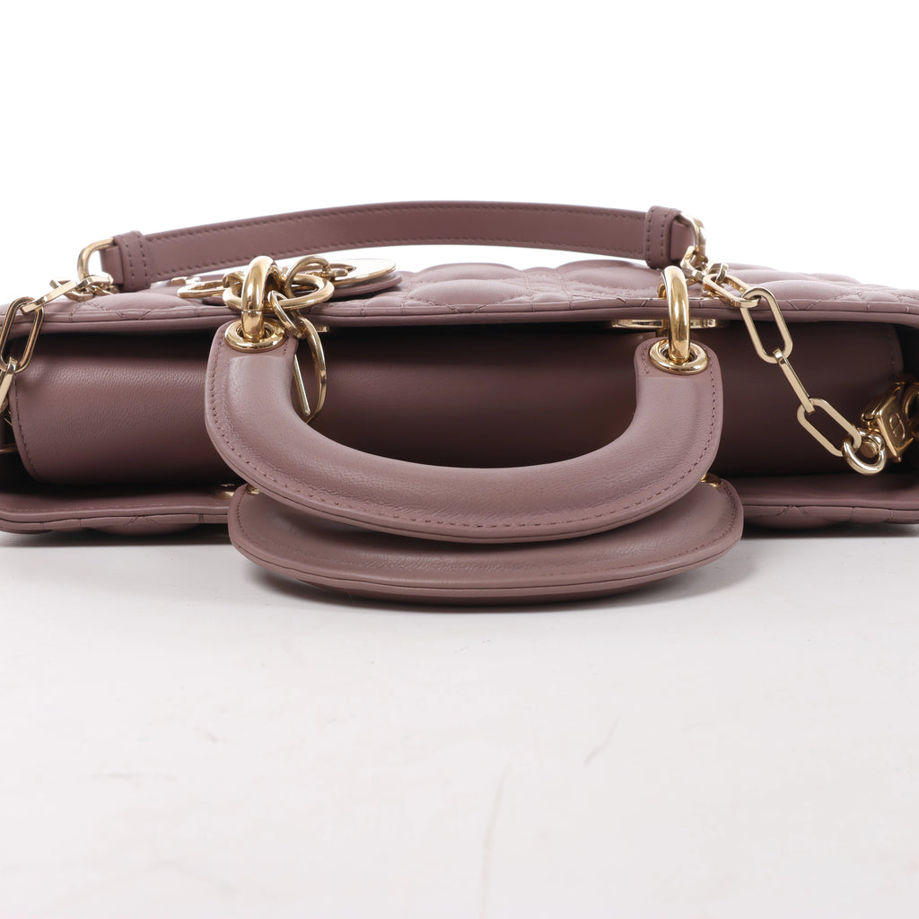 Dior Lady D-Joy Leather 2Way Handbag in Pink