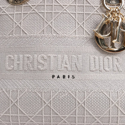 Dior Lady D-Lite Cannage Canvas Medium 2Way Handbag in Gray