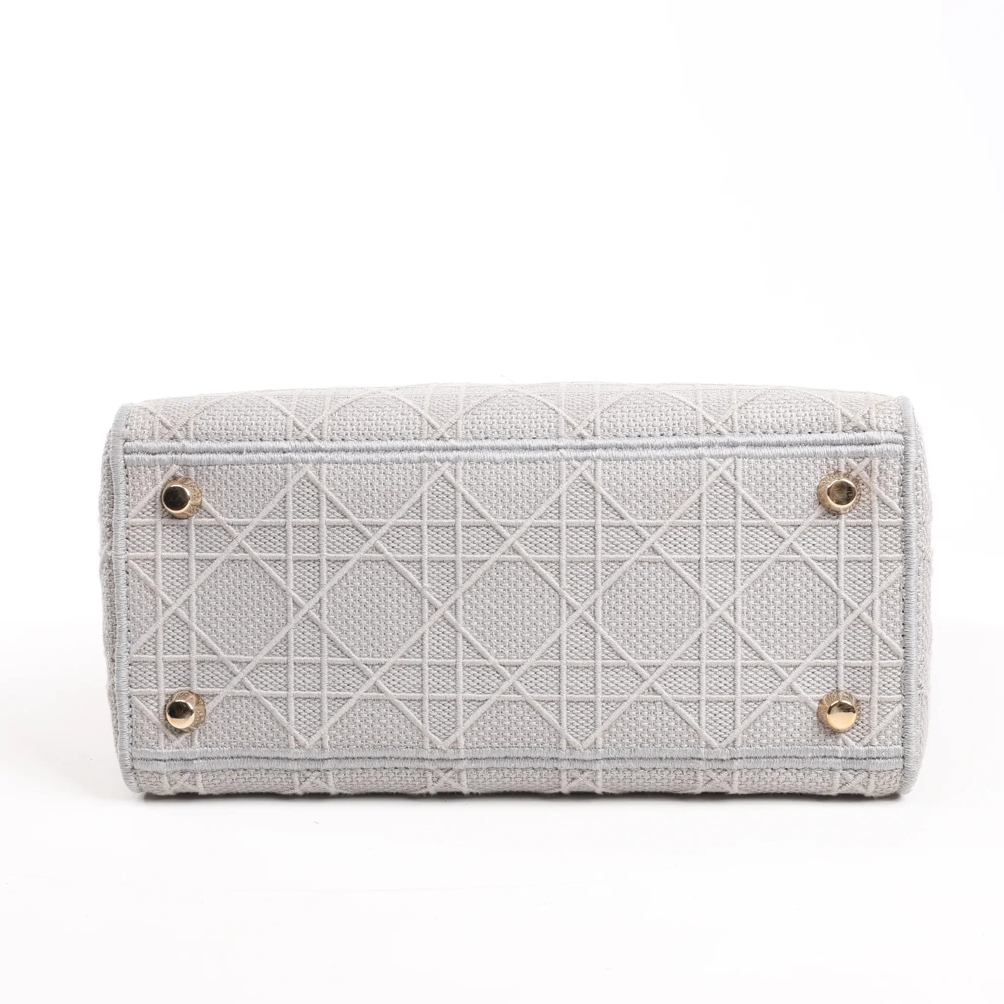 Dior Lady D-Lite Cannage Canvas Medium 2Way Handbag in Gray