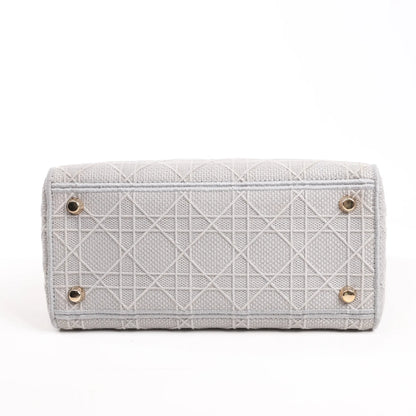 Dior Lady D-Lite Cannage Canvas Medium 2Way Handbag in Gray