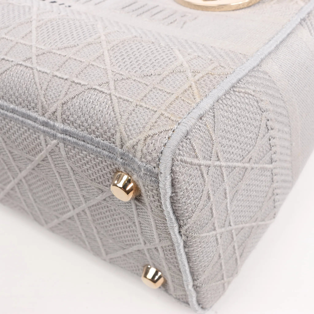 Dior Lady D-Lite Cannage Canvas Medium 2Way Handbag in Gray