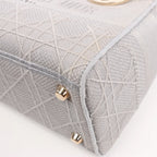 Dior Lady D-Lite Cannage Canvas Medium 2Way Handbag in Gray