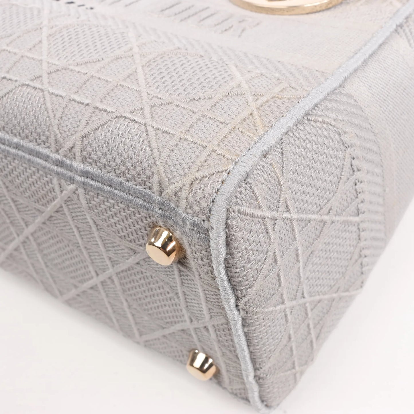 Dior Lady D-Lite Cannage Canvas Medium 2Way Handbag in Gray