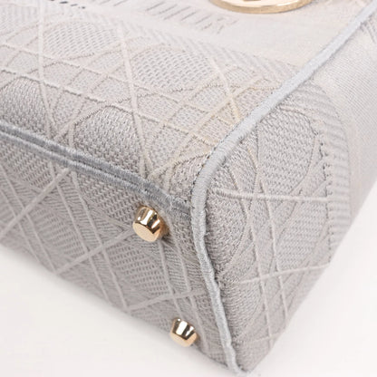 Dior Lady D-Lite Cannage Canvas Medium 2Way Handbag in Gray