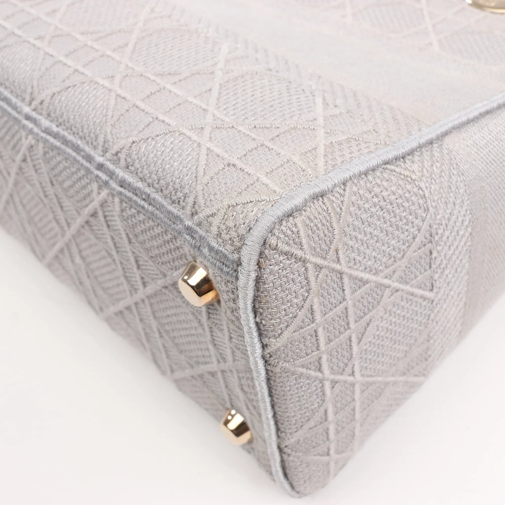 Dior Lady D-Lite Cannage Canvas Medium 2Way Handbag in Gray