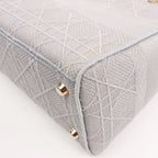 Dior Lady D-Lite Cannage Canvas Medium 2Way Handbag in Gray