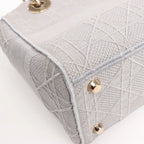Dior Lady D-Lite Cannage Canvas Medium 2Way Handbag in Gray