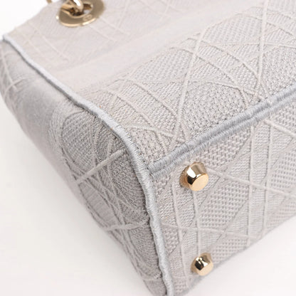 Dior Lady D-Lite Cannage Canvas Medium 2Way Handbag in Gray