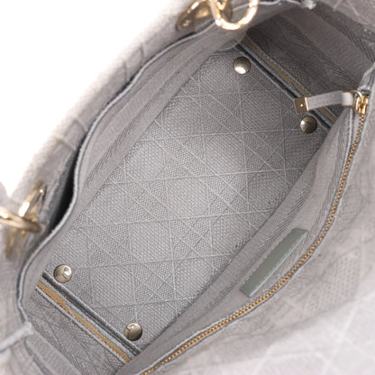 Dior Lady D-Lite Cannage Canvas Medium 2Way Handbag in Gray