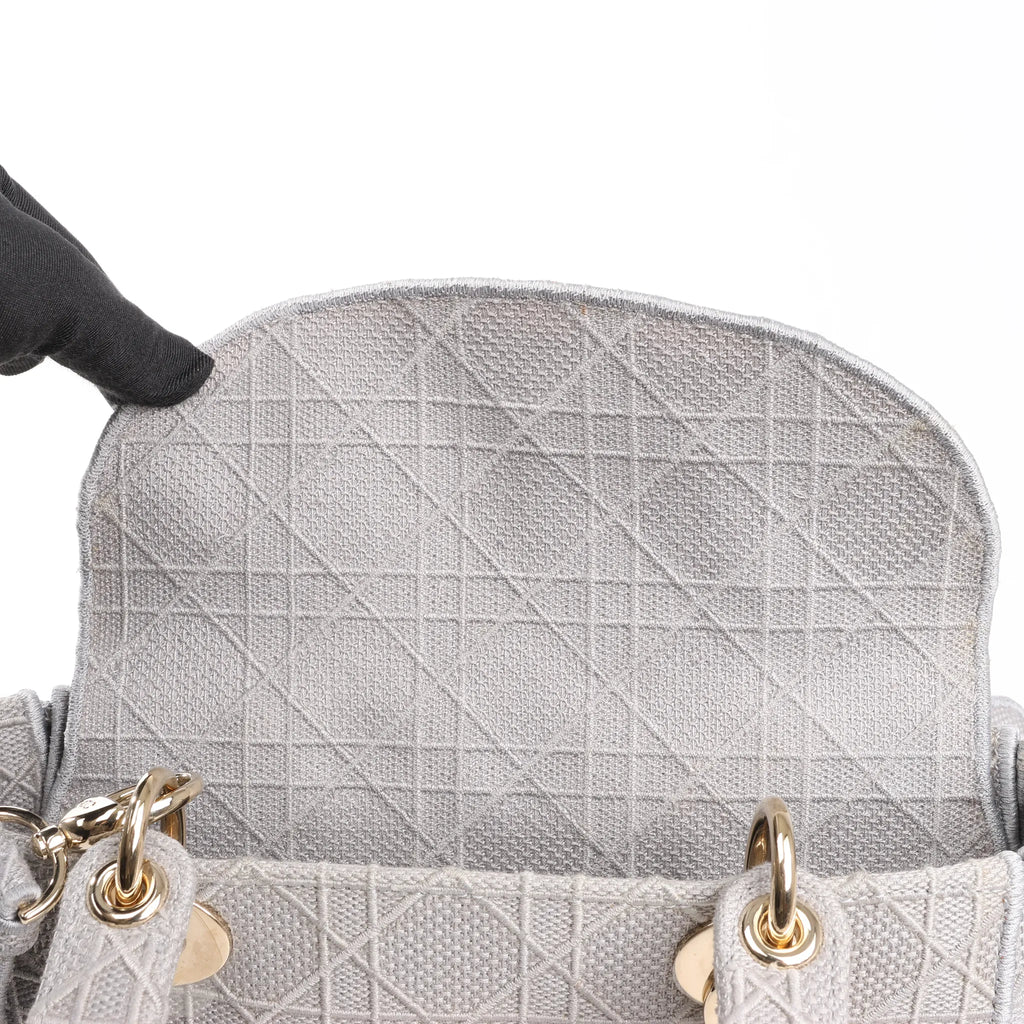 Dior Lady D-Lite Cannage Canvas Medium 2Way Handbag in Gray