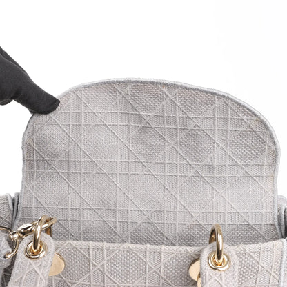 Dior Lady D-Lite Cannage Canvas Medium 2Way Handbag in Gray