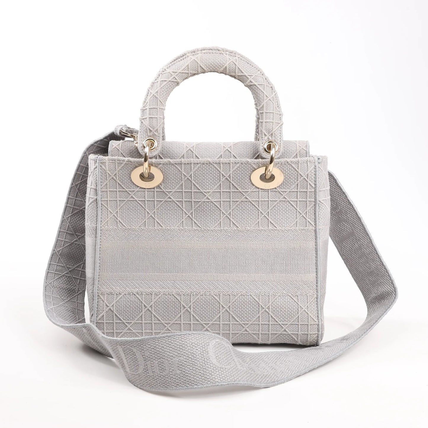 Dior Lady D-Lite Cannage Canvas Medium 2Way Handbag in Gray