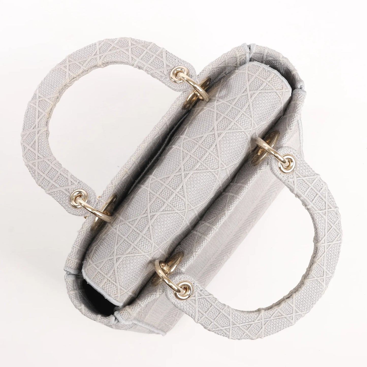 Dior Lady D-Lite Cannage Canvas Medium 2Way Handbag in Gray