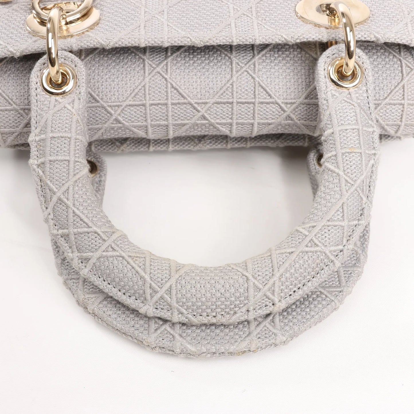 Dior Lady D-Lite Cannage Canvas Medium 2Way Handbag in Gray