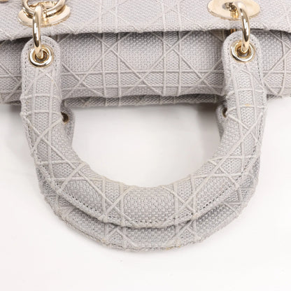 Dior Lady D-Lite Cannage Canvas Medium 2Way Handbag in Gray