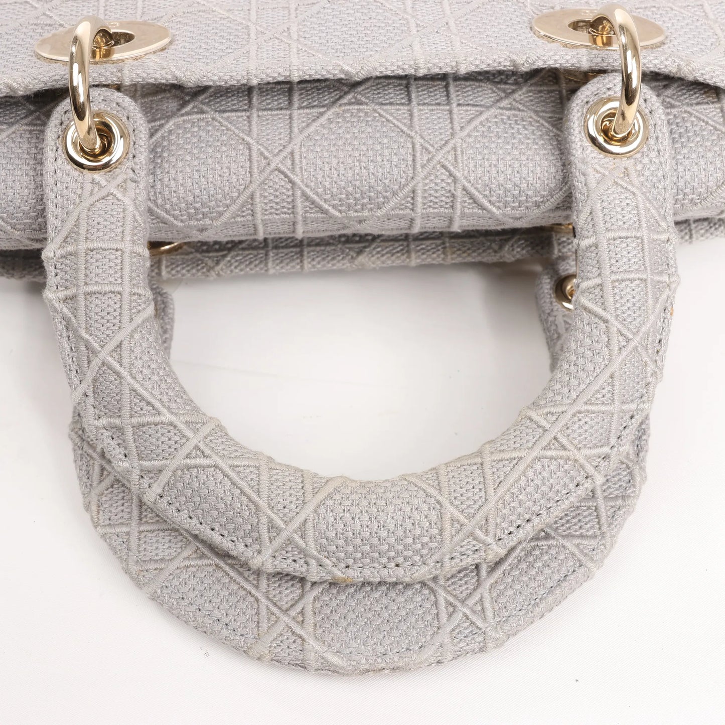 Dior Lady D-Lite Cannage Canvas Medium 2Way Handbag in Gray