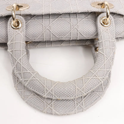 Dior Lady D-Lite Cannage Canvas Medium 2Way Handbag in Gray