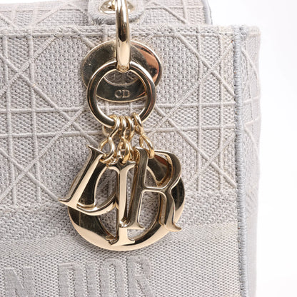 Dior Lady D-Lite Cannage Canvas Medium 2Way Handbag in Gray
