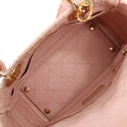 Dior Lady D-Lite Cannage Canvas Medium 2Way Handbag in Pink