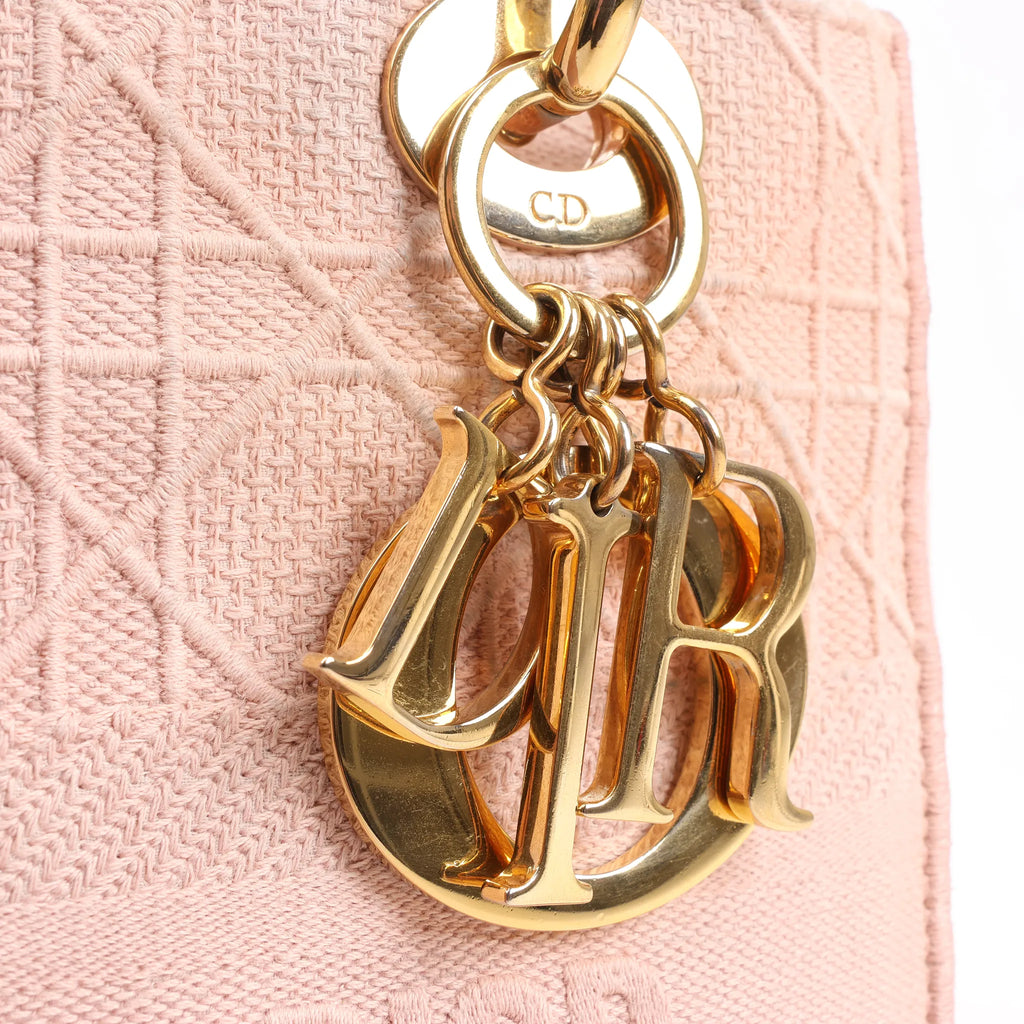 Dior Lady D-Lite Cannage Canvas Medium 2Way Handbag in Pink