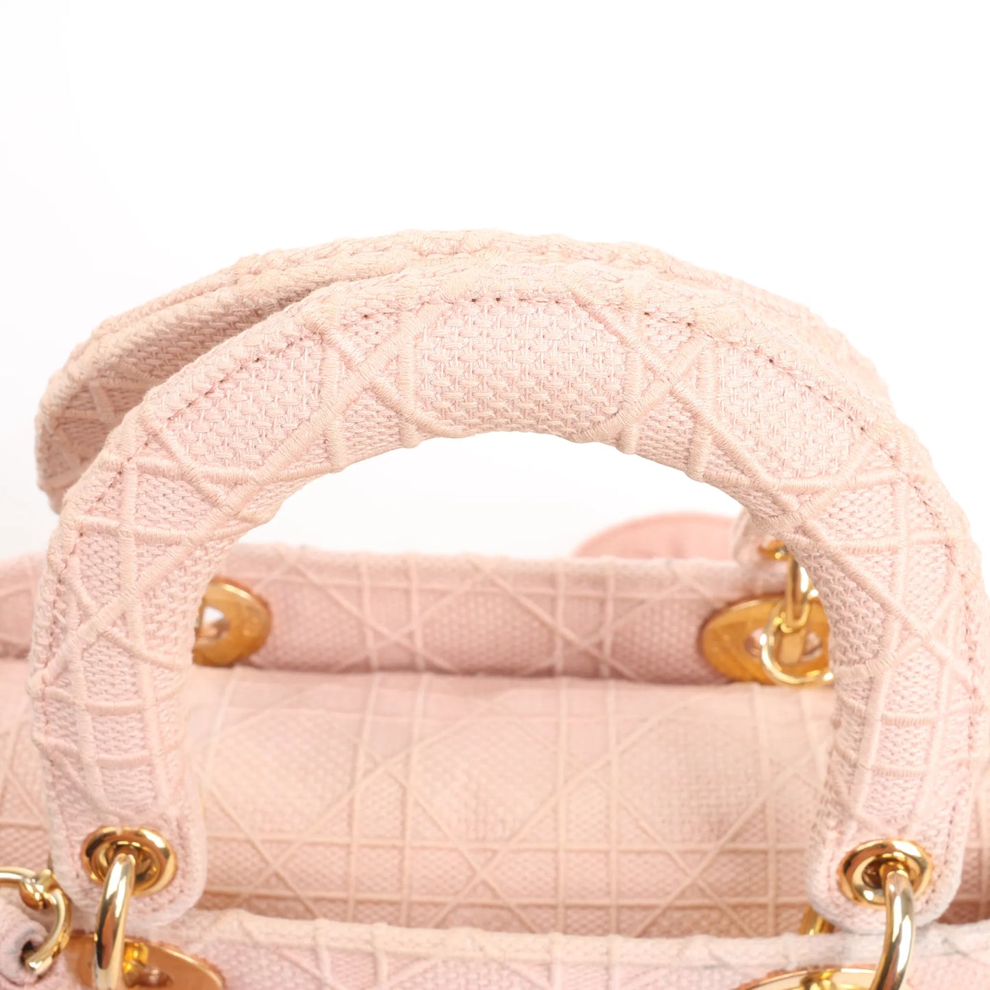 Dior Lady D-Lite Cannage Canvas Medium 2Way Handbag in Pink