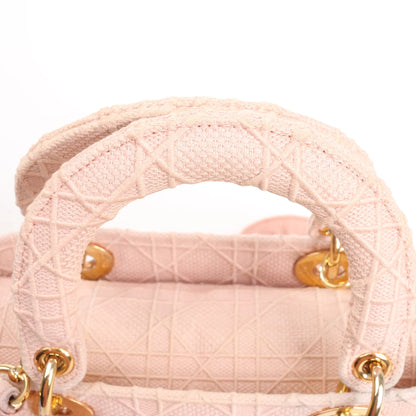 Dior Lady D-Lite Cannage Canvas Medium 2Way Handbag in Pink