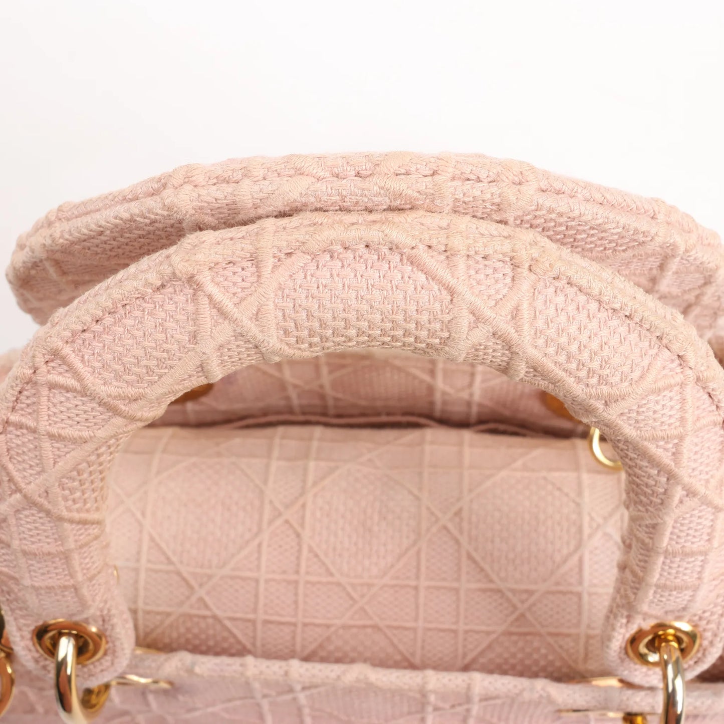 Dior Lady D-Lite Cannage Canvas Medium 2Way Handbag in Pink