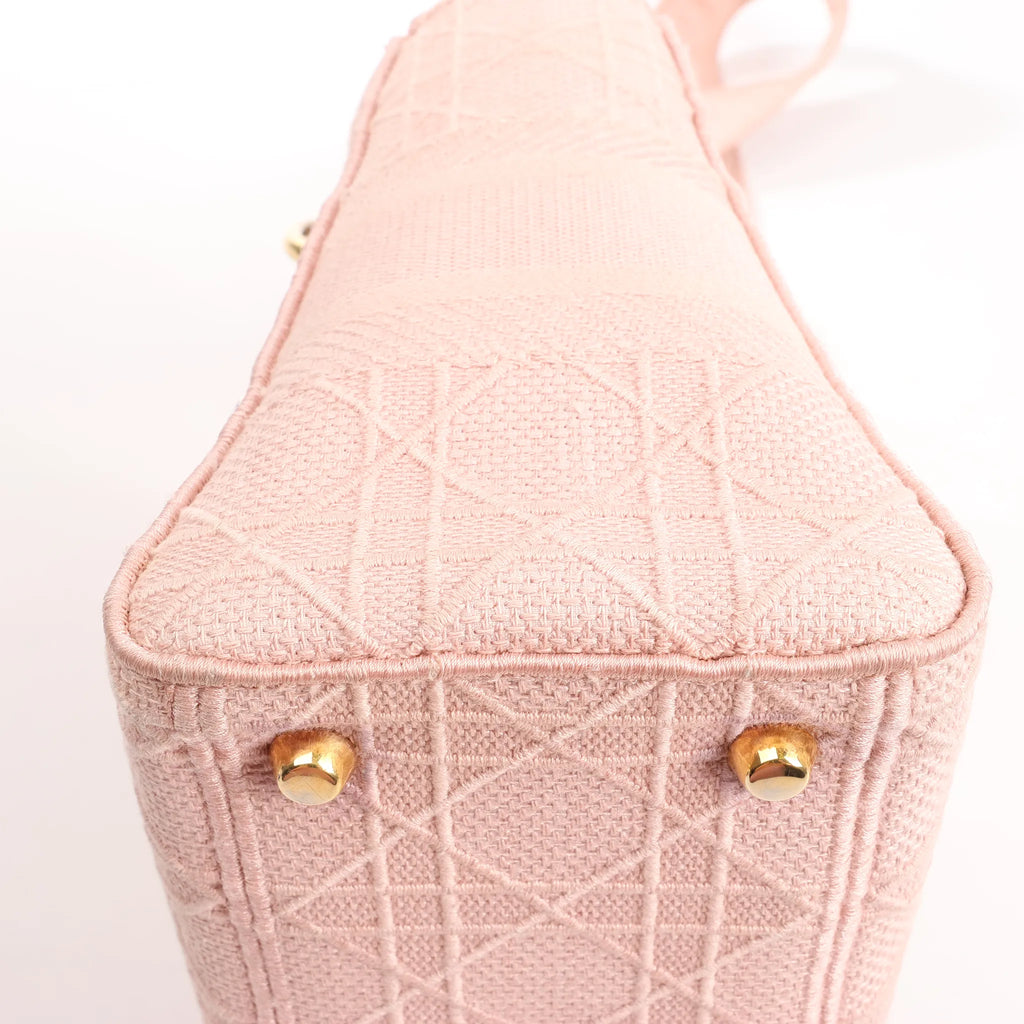 Dior Lady D-Lite Cannage Canvas Medium 2Way Handbag in Pink