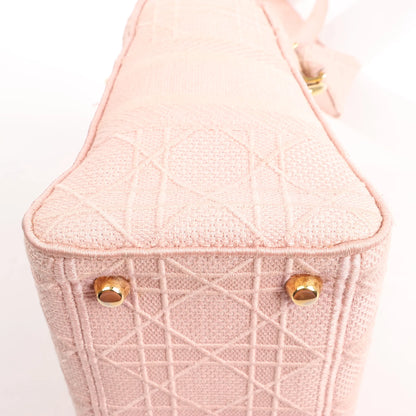 Dior Lady D-Lite Cannage Canvas Medium 2Way Handbag in Pink