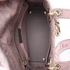 Dior Lady D-Lite Medium Toile Doo JUY Embroidery Canvas 2Way Handbag in Pink