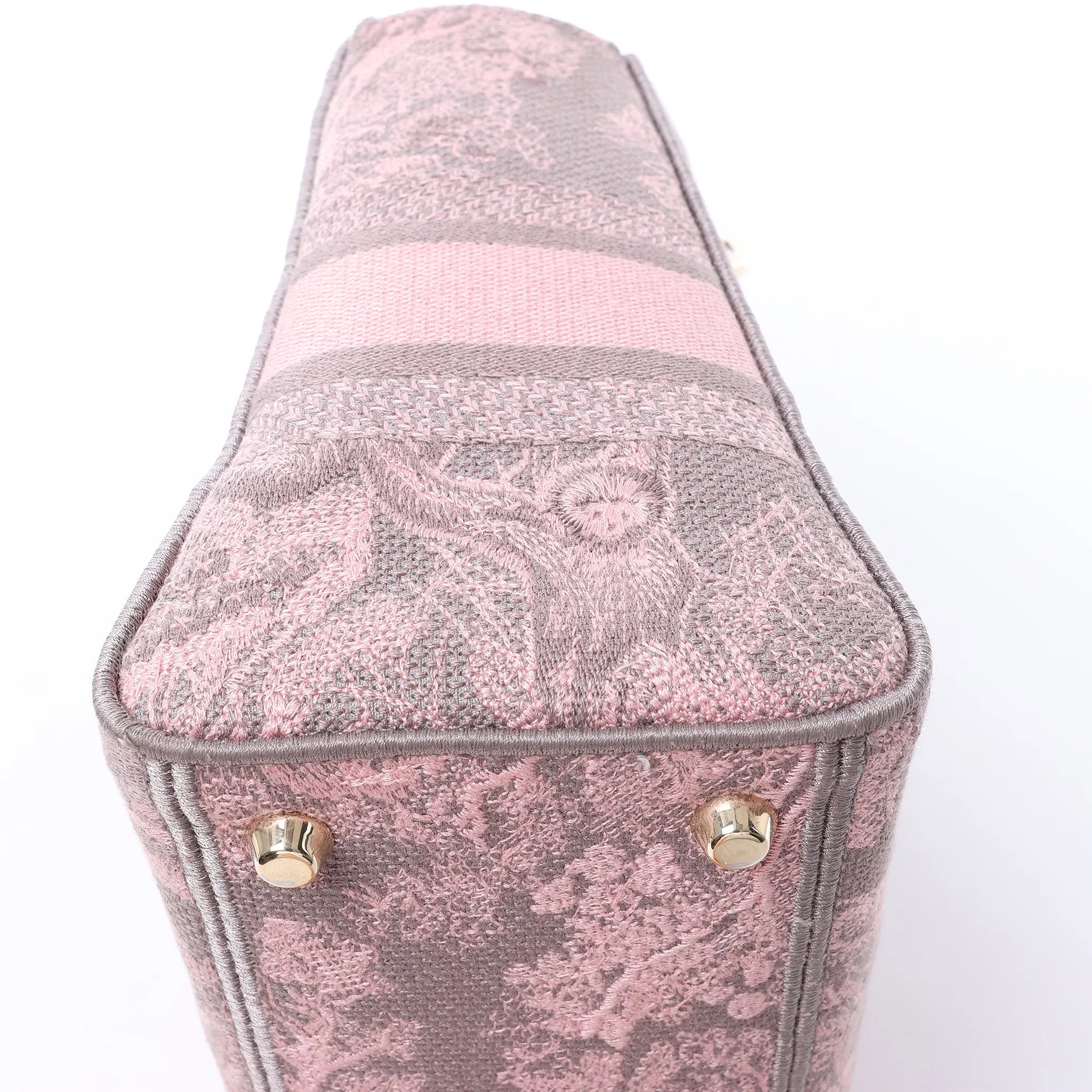 Dior Lady D-Lite Medium Toile Doo JUY Embroidery Canvas 2Way Handbag in Pink