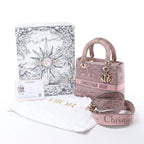 Dior Lady D-Lite Medium Toile Doo JUY Embroidery Canvas 2Way Handbag in Pink