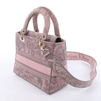 Dior Lady D-Lite Medium Toile Doo JUY Embroidery Canvas 2Way Handbag in Pink