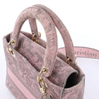 Dior Lady D-Lite Medium Toile Doo JUY Embroidery Canvas 2Way Handbag in Pink