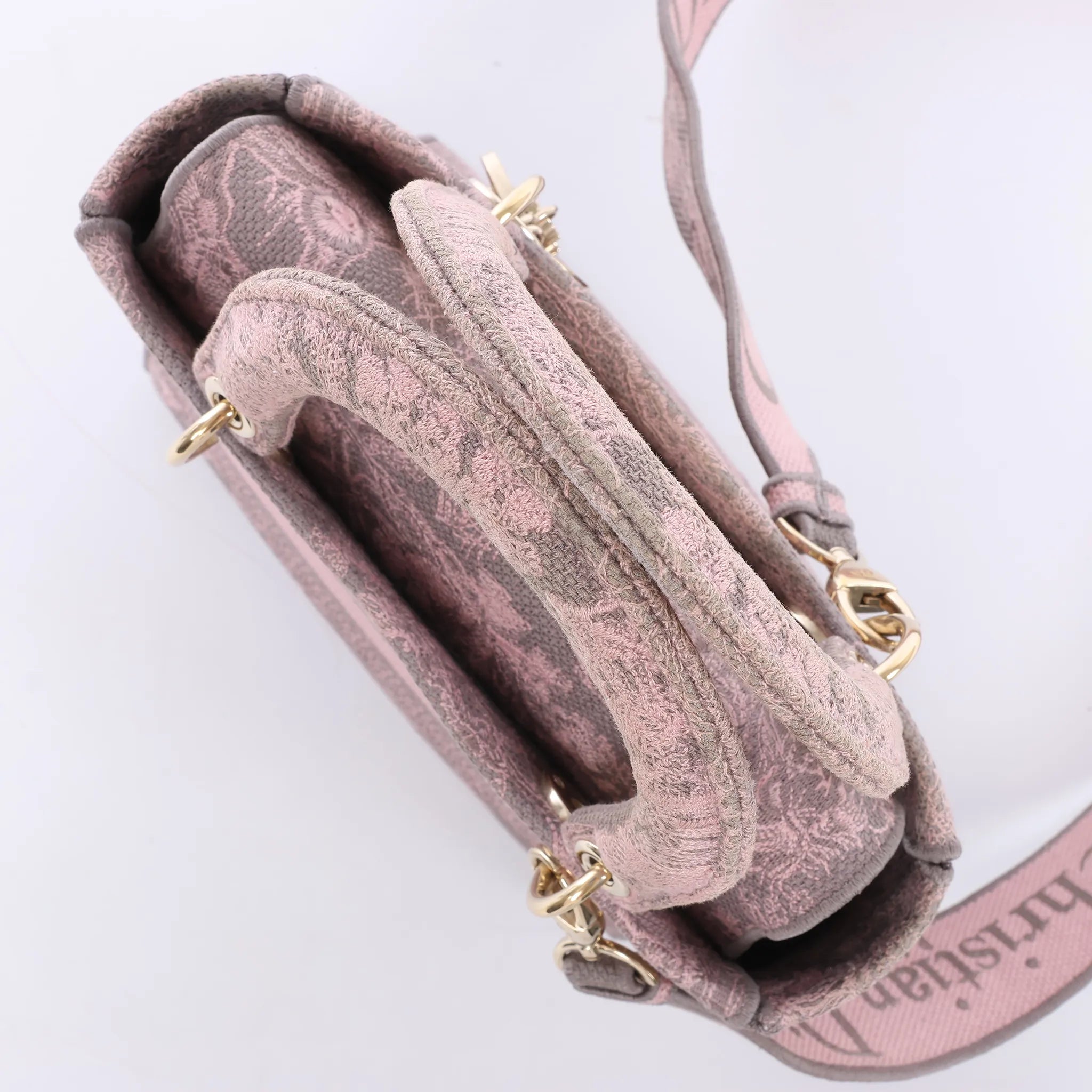Dior Lady D-Lite Medium Toile Doo JUY Embroidery Canvas 2Way Handbag in Pink