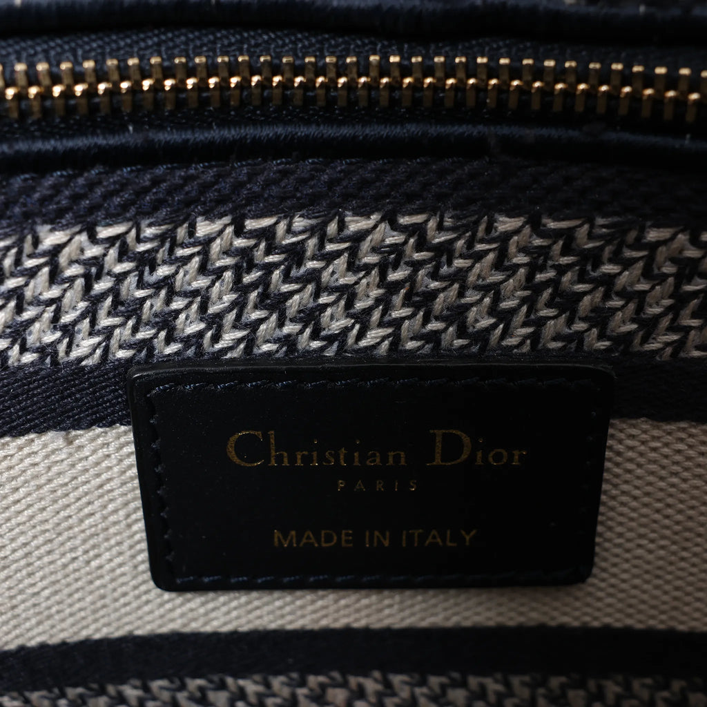 Dior Lady D-Lite Medium Canvas 2Way Handbag in Navy Blue