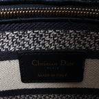 Dior Lady D-Lite Medium Canvas 2Way Handbag in Navy Blue