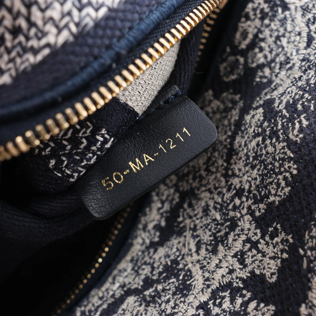Dior Lady D-Lite Medium Canvas 2Way Handbag in Navy Blue
