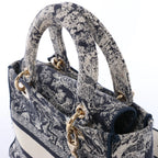 Dior Lady D-Lite Medium Canvas 2Way Handbag in Navy Blue