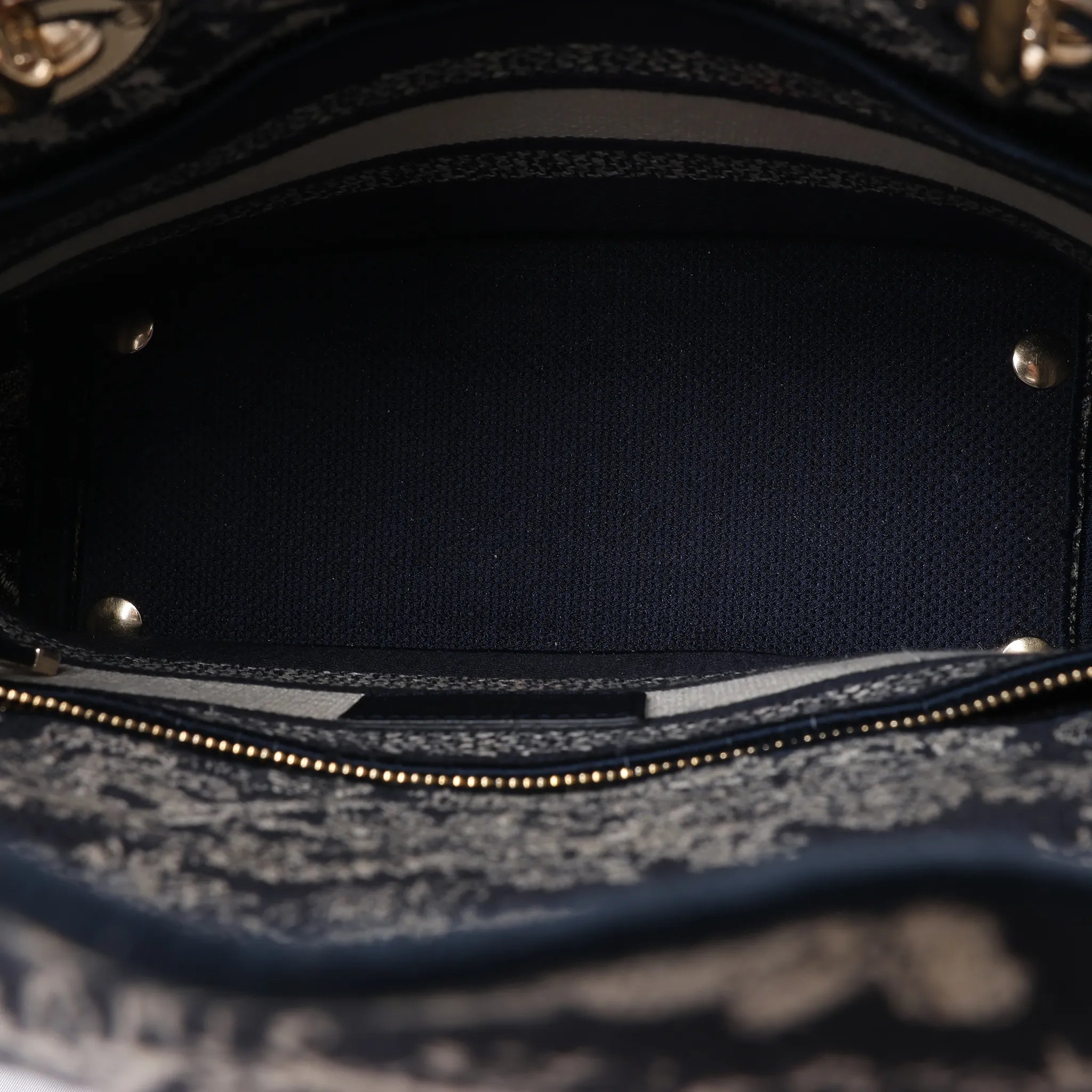 Dior Lady D-Lite Medium Canvas 2Way Handbag in Navy Blue