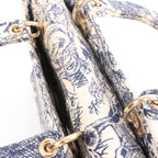 Christian Dior D-Lite Toile Doo JUY Embroidery Canvas 2Way Handbag in Beige x Navy Blue