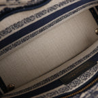 Christian Dior D-Lite Toile Doo JUY Embroidery Canvas 2Way Handbag in Beige x Navy Blue