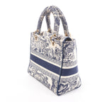 Christian Dior D-Lite Toile Doo JUY Embroidery Canvas 2Way Handbag in Beige x Navy Blue