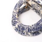 Christian Dior D-Lite Toile Doo JUY Embroidery Canvas 2Way Handbag in Beige x Navy Blue