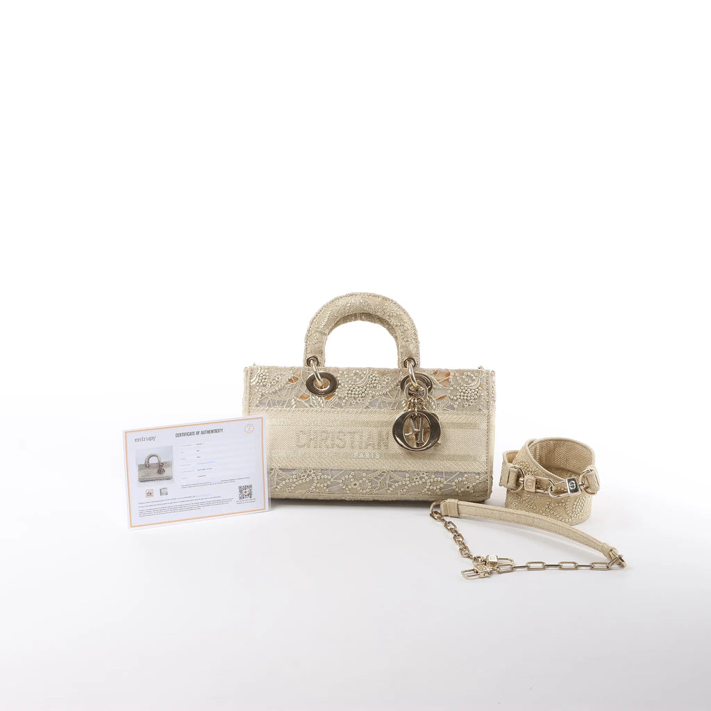 Dior Lady D-Joy Racing 2Way Handbag in Beige